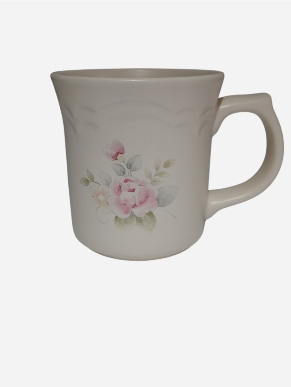 Pfaltzgraff White Ceramic Mug with Pink Rose Motif
